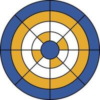 azul y amarillo objetivo tablero icono en plano diseño. vector