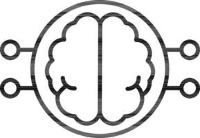 Vector Illustration Of Brain With Circuit Icon In Flat Style.