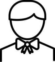 Black Line Art Illustration Of Man Wearing Bow Tie. vector