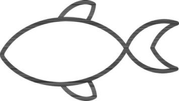 Black Outline Fish Icon on White Background. vector