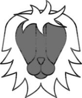 ilustración de León o león icono en gris y blanco color. vector