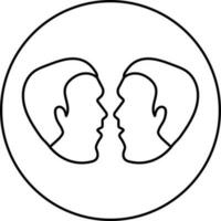 Zodiac Gemini Sign on Round Shape. Line Art Icon or Symbol. vector