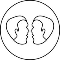 Zodiac Gemini Sign on Round Shape. Line Art Icon or Symbol. vector