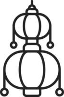 Line Art Chinese Lantern Overlap Icon in Flat Style. vector