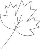 Line Art Maple Leaf Icon in Flat Style. vector