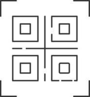 QR Code Icon In Black Line Art. vector