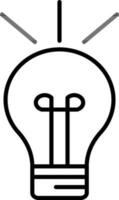 Isolated Light Bulb icon in black line art. vector