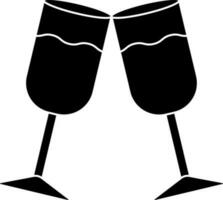 Champagne glass icon in Black and White color. vector