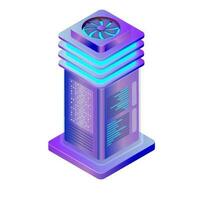 Glossy purple data server on white background. vector