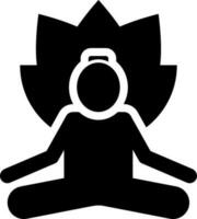 hombre ejecutando meditación, plano estilo glifo icono. vector