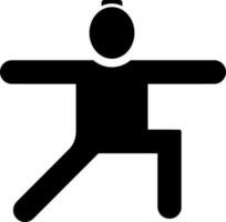 Man in balance or warrior pose, glyph icon in Black and White color. vector