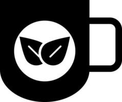 plano estilo té taza icono en negro y blanco color. vector