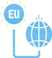 Eu Globe Icon in Flat Style. vector