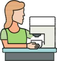 Vector Illustration of Modern Woman Making Coffee.