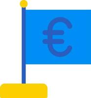 Euro Symbol Flag Icon in Yellow and Blue Color. vector