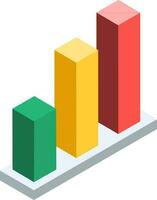 3D Isometric Colorful Bar Graph Icon on White Background. vector