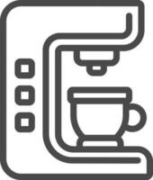 Cup on Automatic Coffee Machine Icon in Black Line Art. vector