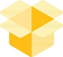 3D Isometric Open Delivery Box Icon in Yellow Color. vector