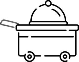 Hotel Service Trolley Icon In Black Line Art. vector