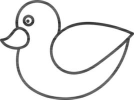 Black Line Art Illustration of Duck Icon. vector