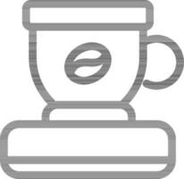 Coffee Cup on Plate Icon in Black Outline. vector