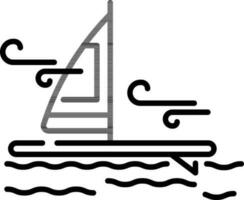 River Sailing Ship Icon in Black Line Art. vector