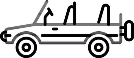 Black Line Art Jeep Icon in Flat Style. vector