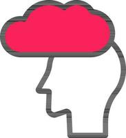 Isolated Cloud With Mind Icon in Line Art. vector