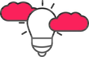 Isolated Cloud With Bulb Icon in Line Art. vector