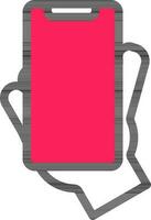 Hand Holding Smartphone Icon in Flat Style. vector
