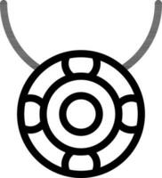 Round pendant icon in black line art. vector