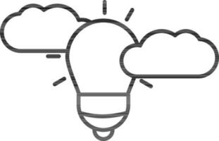 Isolated Cloud With Bulb Icon in Line Art. vector