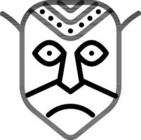African mask icon in thin line art. vector