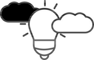 Isolated Cloud With Bulb Icon in Line Art. vector