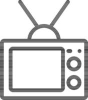 Retro Television Icon in Black Line Art. vector