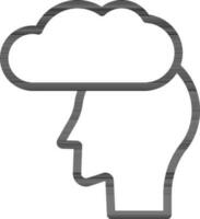 Isolated Cloud With Mind Icon in Line Art. vector