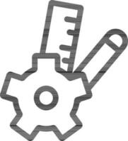 Illustration of Pencil and Gear Wheel Tool Icon. vector