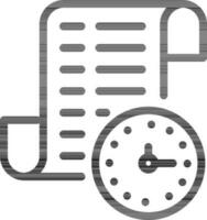 Scroll Paper with Clock Icon in Thin Line Art. vector