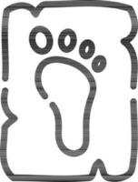 Black Line Art Illustration of Footprint Icon. vector