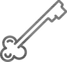 Retro Key Icon in Thin Line Art. vector