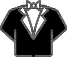 smoking traje icono en negro y blanco color. vector