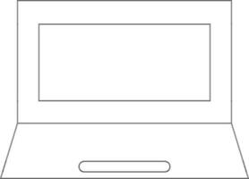 Laptop Icon in Black Line Art . vector
