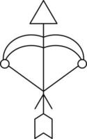 Black Outline Bow And Arrow Icon On White Background. vector
