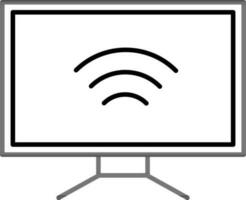 Vector Illustration Of Wifi Connected Monitor.