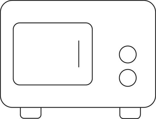 Microwave Icon in Black Line Art.