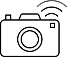 Illustration Of Smart Camera Icon In Thin Line Art. vector