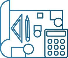 Plano con calculadora icono en azul describir. vector