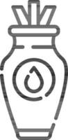 Liquid bottle icon in black outline. vector