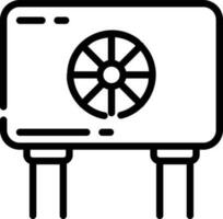 Radiation symbol on board icon in black line art. vector