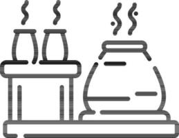 Boiling flasks icon in black outline. vector